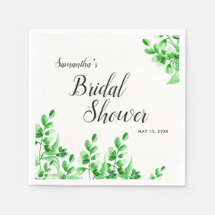 Watercolor Greenery Calligraphy Bridal Shower Napkin