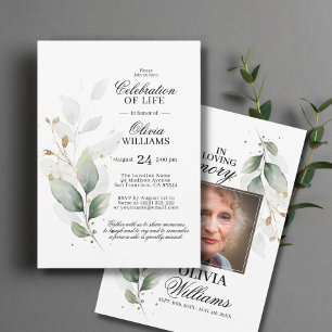 Watercolor Greenery Celebration of Life Invitation