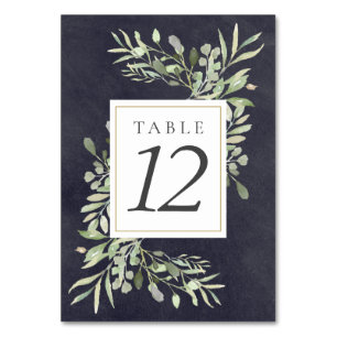 Watercolor Greenery Chalkboard Table Numbers