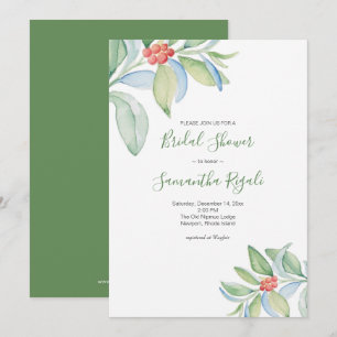 Watercolor Greenery Christmas Bridal Shower Invitation