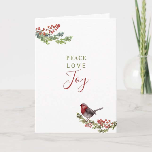 Watercolor Greenery Christmas Holiday Card (Front)
