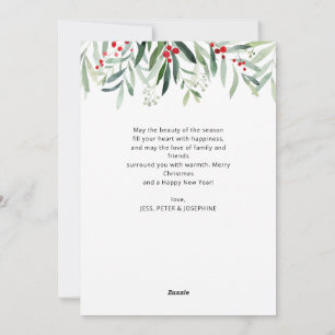 watercolor greenery christmas holiday greeting card