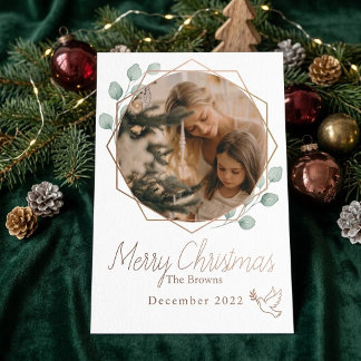 Watercolor Greenery Christmas Photo Card