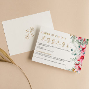 Watercolor Greenery Christmas Wedding Timeline Enclosure Card