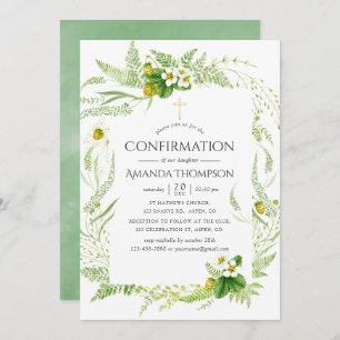 Watercolor Greenery Confirmation Invitation