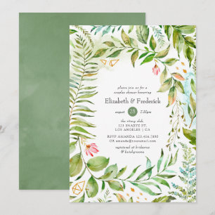 Watercolor Greenery Couples Shower Invitation