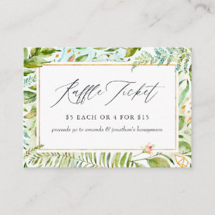 Watercolor Greenery Crystal Bridal Shower Raffle Enclosure Card