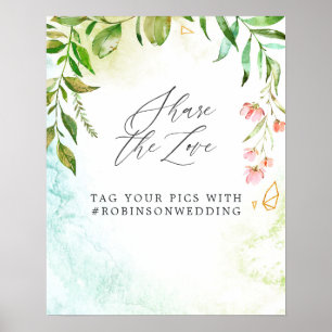 Watercolor Greenery Crystal Wedding Poster