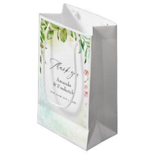 Watercolor Greenery Crystal Wedding Small Gift Bag