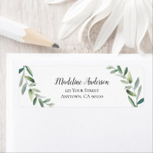 Watercolor Greenery   Custom Return Address