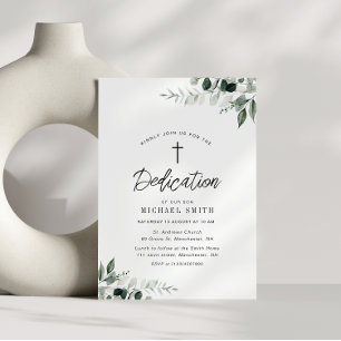 watercolor greenery dedication invitation