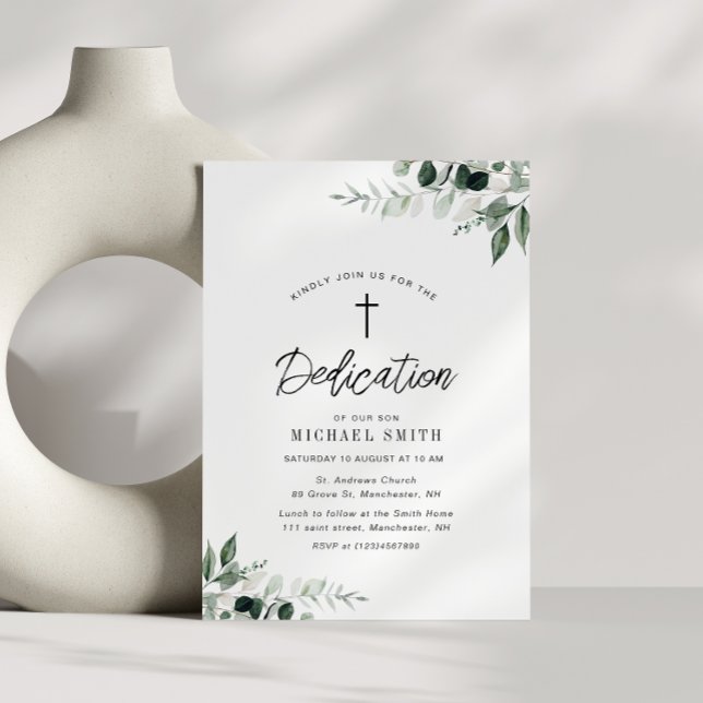 watercolor greenery dedication invitation (Creator Uploaded)