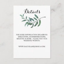 Watercolor Greenery Details Card