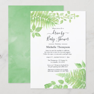 Watercolor Greenery Drive By Bridal or Baby Shower Invitation