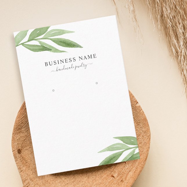 Watercolor Greenery Earring Jewellery Display Business Card (Creator Uploaded)