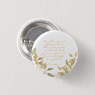Watercolor Greenery Elegant power love Bible Verse 3 Cm Round Badge