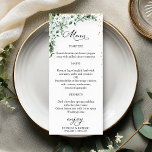 Watercolor Greenery Elegant Wedding Menu Cards<br><div class="desc">Get ready to be enchanted by our breathtaking boho chic greenery wedding suite! This stunning collection is the perfect finishing touch for your magical garden-themed wedding, adorned with exquisite illustrations of eucalyptus leaves and flowing elegant calligraphy. If you're dreaming of something extra special or have a unique request, don’t hesitate...</div>