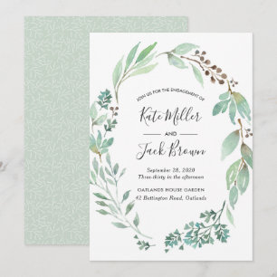 Watercolor Greenery Engagement Party invitation