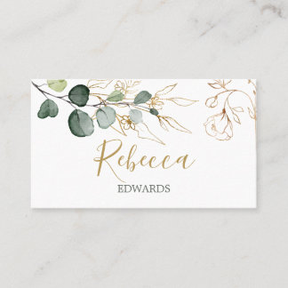 Watercolor Greenery Eucalyptus Gold  Place card