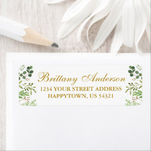 Watercolor Greenery Eucalyptus Gold Return Address