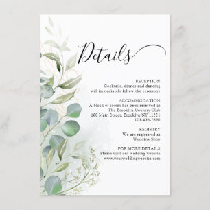Watercolor Greenery Eucalyptus Gold Wedding Enclosure Card