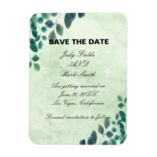 Watercolor Greenery Eucalyptus Leave Save The Date Magnet