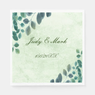 Watercolor Greenery Eucalyptus Leaves Paper Napkin
