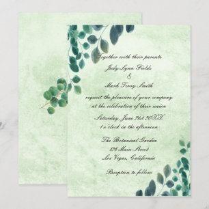 Watercolor Greenery Eucalyptus Leaves Wedding Invitation