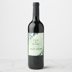 Watercolor Greenery Eucalyptus Leaves Wine Label