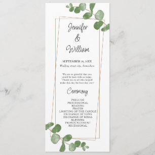 Watercolor Greenery Eucalyptus Wedding Program Programme