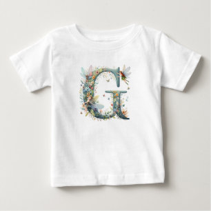Watercolor Greenery Fairies Monogram Letter G Baby T-Shirt