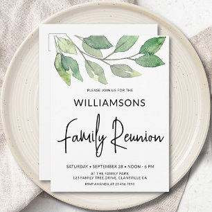 Watercolor Greenery Family Reunion Invitation Postcard