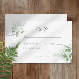 Watercolor Greenery Fern Rustic Wedding RSVP Card