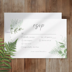 Watercolor Greenery Fern Rustic Wedding RSVP Card