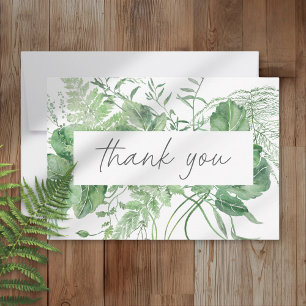 Watercolor Greenery Fern Rustic Wedding Thank You Card