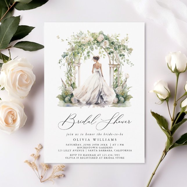 Watercolor Greenery Floral Bridal Shower Invitation (Creator Uploaded)