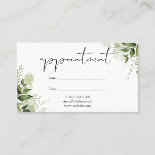 Watercolor Greenery Floral Elegant Script Appointment Card