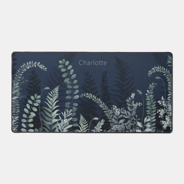 Watercolor Greenery Floral Personalised Name Desk Mat (Front)