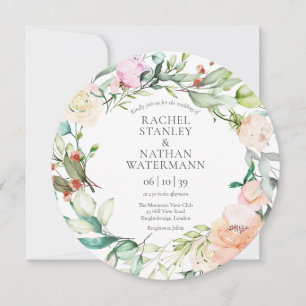 Watercolor Greenery Floral Wedding Invitation