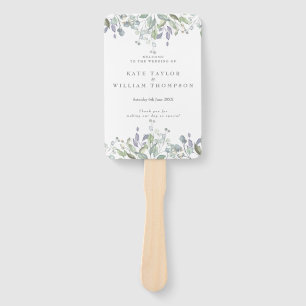 Watercolor Greenery Floral Wedding Program Hand Fan