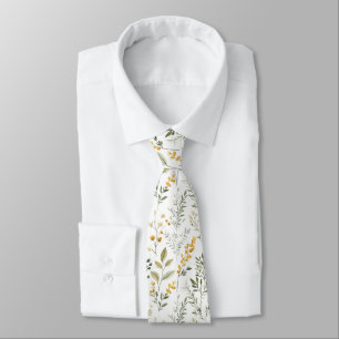 Watercolor Greenery Flowers Leaves Spring Tie