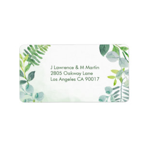 Watercolor Greenery Foliage Address Labels