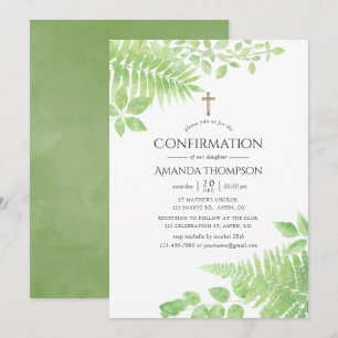 Watercolor Greenery Foliage Confirmation Invitation