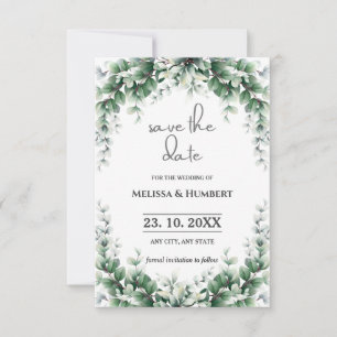Watercolor Greenery Foliage Eucalyptus Wreath Save The Date
