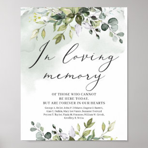 Watercolor Greenery foliage In loving memory sign
