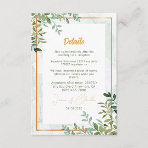 Watercolor greenery foliage leaves wedding enclosure card