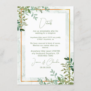 Watercolor greenery foliage leaves wedding enclosure card