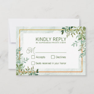 Watercolor greenery foliage leaves wedding rsvp