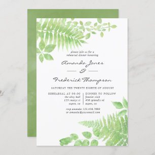 Watercolor Greenery Foliage Rehearsal Dinner Invitation