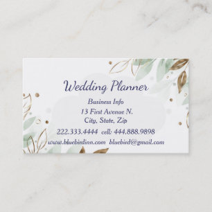 Watercolor Greenery Foliage Wedding Planner Custom Business Card